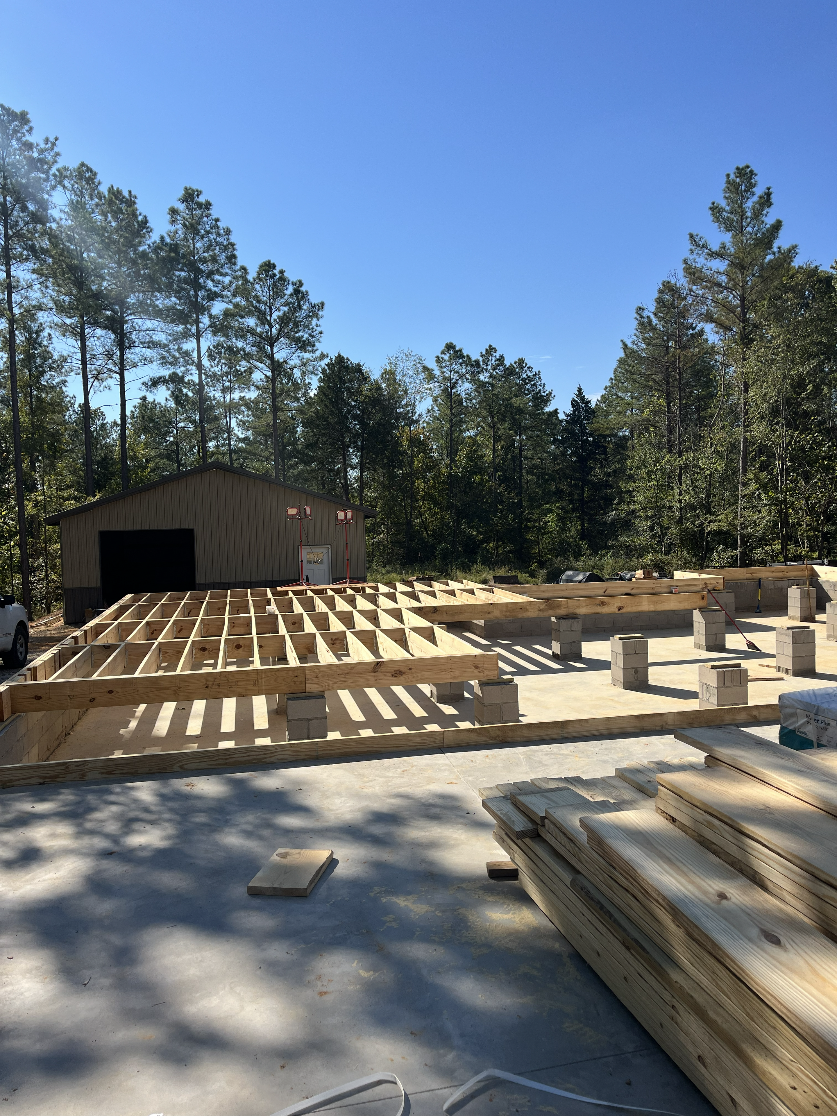 Wide floor joist framing on new residential construction