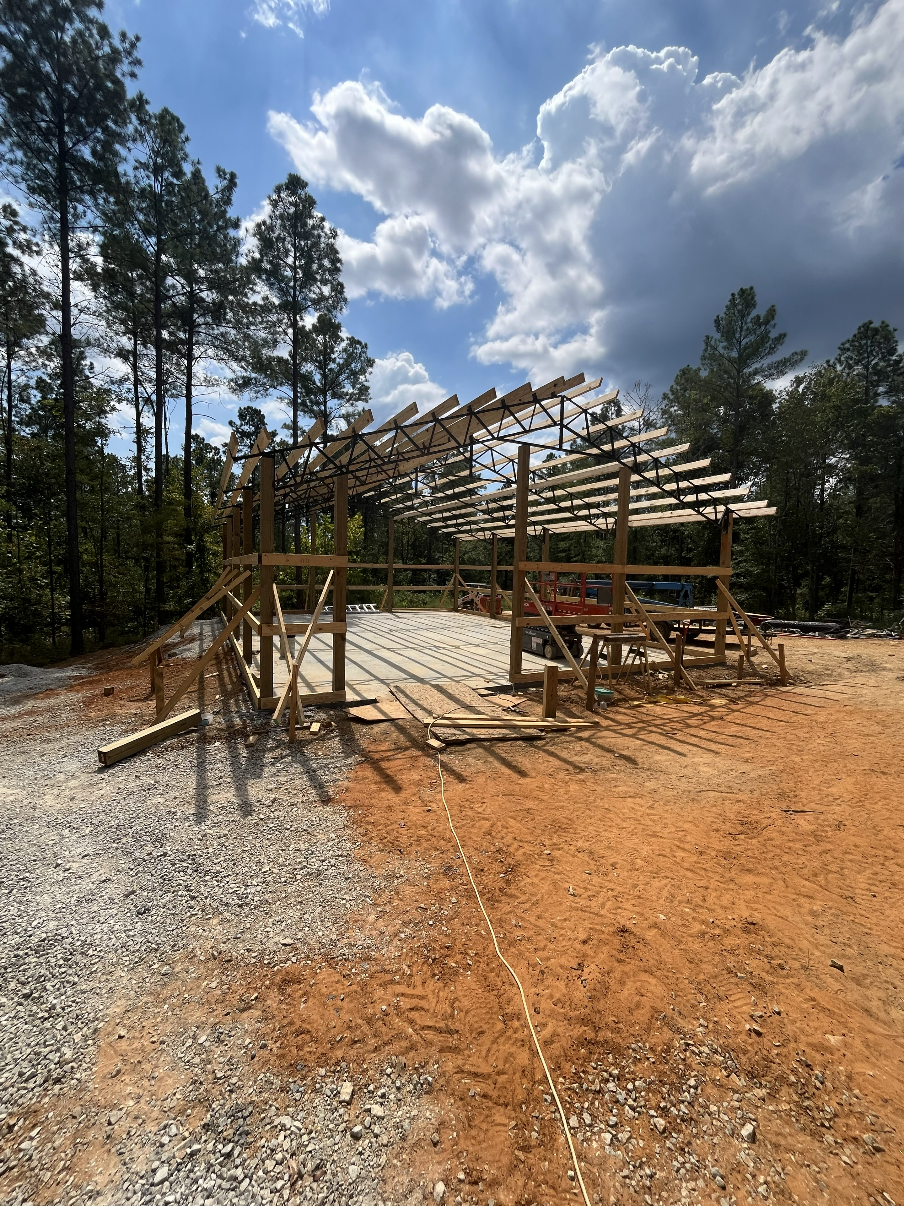 Crew member working on floor framing